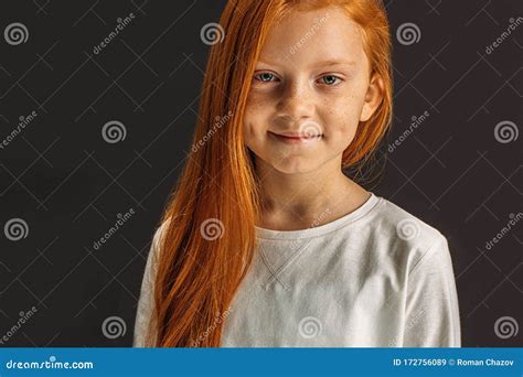 little red haired girl isolated on black stock image image of european isolated 172756089
