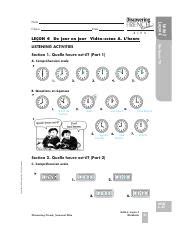 lecon pdf Classe Date B L E U LEÇON De jour en jour Unité Leçon Nom Vidéo scène A L