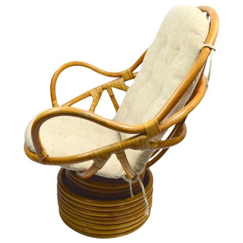 Bamboo Swivel Tilt Lounge Chair Chairish