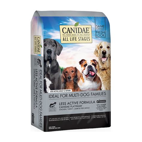 Our canidae® all life stages dog dry food chicken, turkey, lamb & fish meals formula is specifically formulated for your pet at any life stage you can feel good feeding canidae ® under the sun ® knowing the quality ingredients we use make it great tasting and nutritious for your dog. Canidae Dry Dog Food - Platinum Senior/Overweight