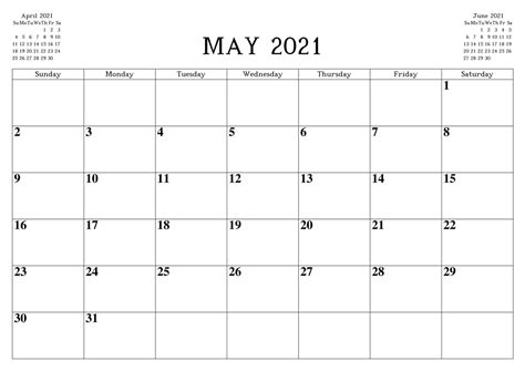 Free May Calendar 2021 Printable Blank Editable Word Excel Portrait