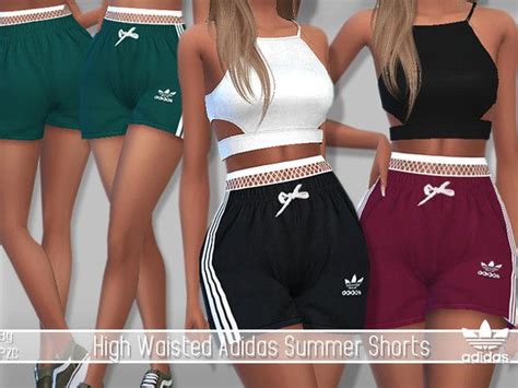 Pinkzombiecupcakes High Waisted Adidas Summer Shorts Sims 4 Clothing