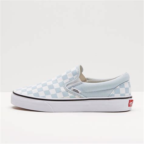 Womens Shoes Vans Classic Slip On Checkerboard Baby Blue