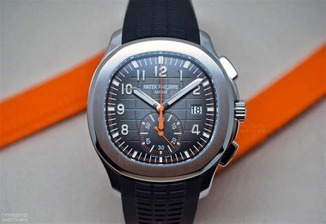 The famous aquanaut has a rounded octagonal stainless steel case. Patek Philippe - Aquanaut Chronograph Ref. 5968A-001 ...