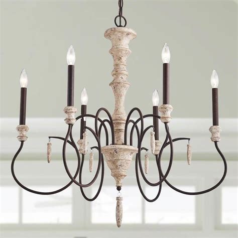 6 Light Shabby Chic French Country Wooden Chandeliers Lnc Home