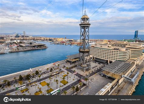 Hdr Aerial View Of Barcelona Harbour Stock Editorial Photo © Scrisman