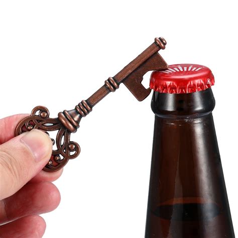 Creative Key Shaped Retro Bottle Opener Keychain Shaped Copper Silver