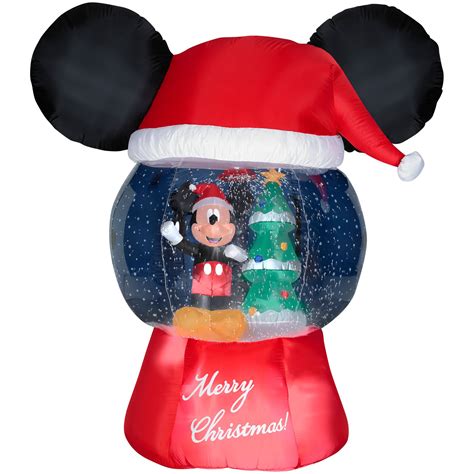 Disney Airblown Globe Mickey With Santa Hat Christmas Decorations