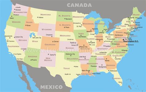 Us Map With Capitals Printable Map Of The Usa With States And