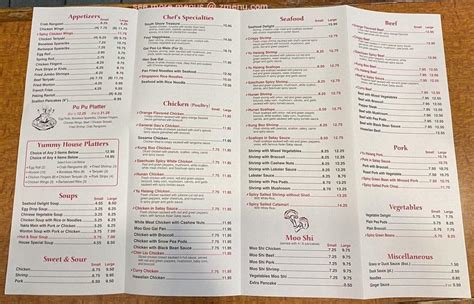 Menu At Yummy House Restaurant Weymouth Washington St