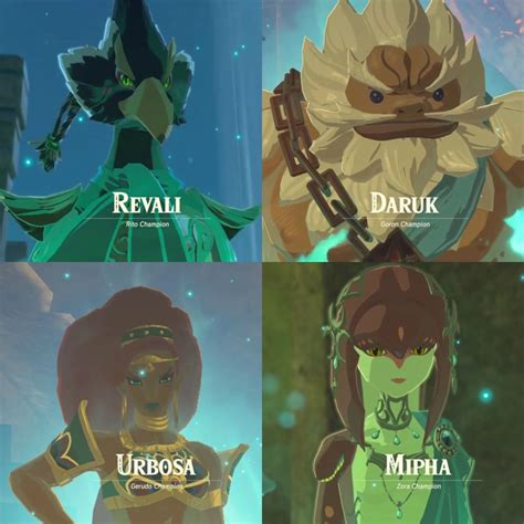 Revali Daruk Urbosa And Mipha The 4 Champions Legend Of Zelda Memes