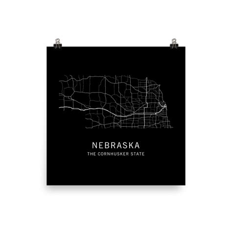 Nebraska State Road Map Art Print From Clark Street Press
