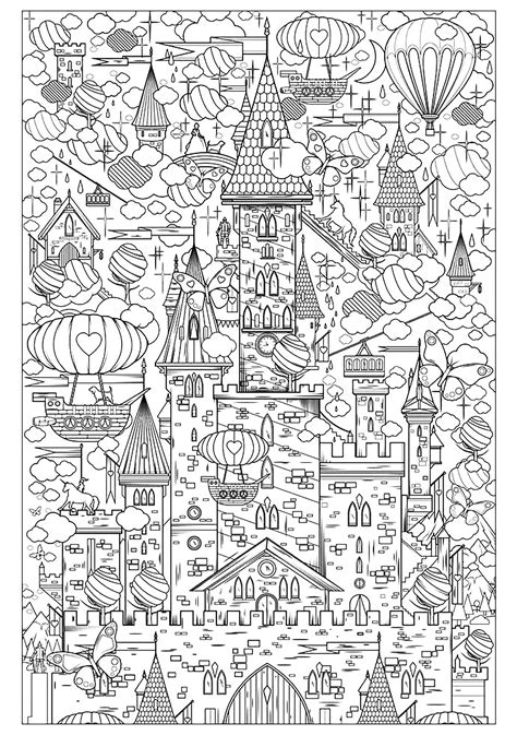 incredible castle architecture adult coloring pages