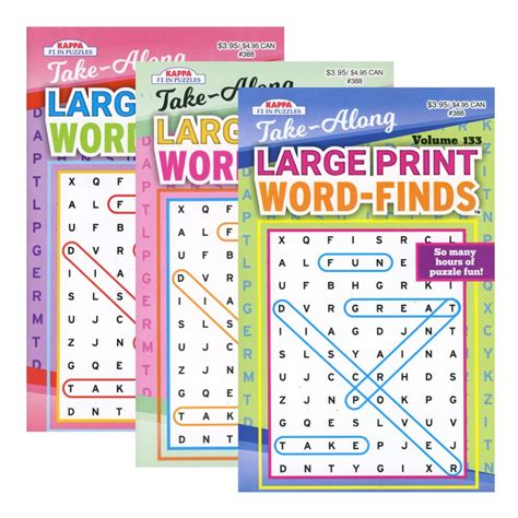 24 Wholesale Kappa Take Along Large Print Word Finds Puzzle Book