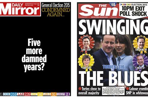 General Election 2015 Newspaper Front Pages Reflect Shock Conservative