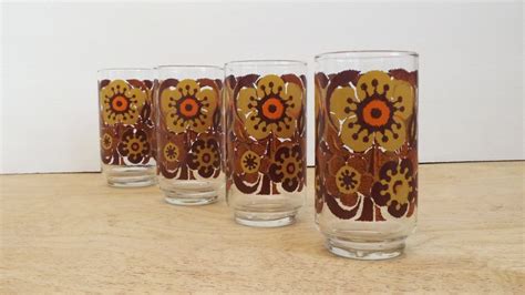 Vintage Retro Libbey Flower Drinking Glasses By Fourthestatesale