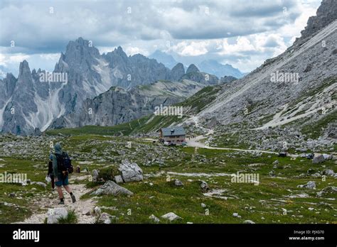 Rugged Mountain Ranges In Tre Cima Natural Park Area In The Italian