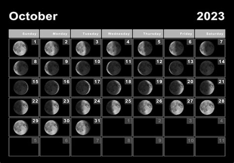 Premium Photo October 2023 Lunar Calendar Moon Cycles Moon Phases