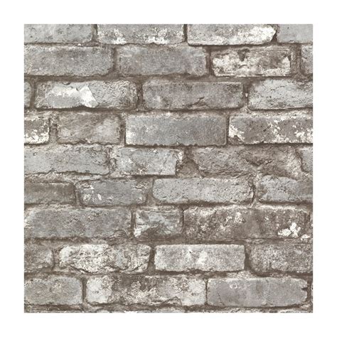 Free Download Brickwork Pewter Exposed Brick Effect Wallpaper Lowes