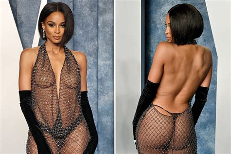 Ciara Wears Fresh Off The Runway Naked Dress And Thong For Oscars Afterparty