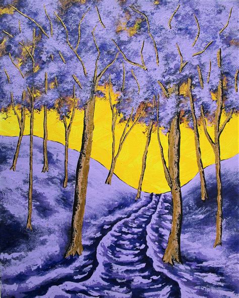 Twilight Woods Original Acrylic Painting 8 X 10 By Mike Kraus Art