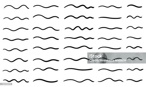 Hand Drawn Doodle Decorative Collection Of Squiggly Lines Isolated On