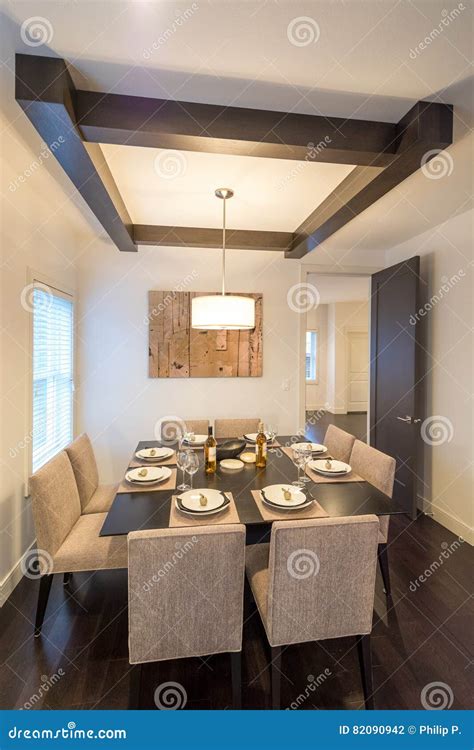 Table Set For Dinner In A Spacious Dining Room Stock Photo Image Of