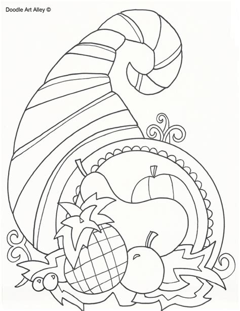 Thanksgiving Coloring Pages Doodle Art Alley