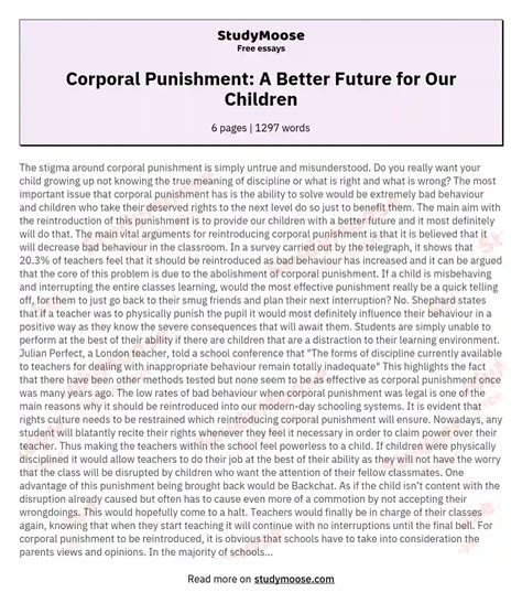 Corporal Punishment A Better Future For Our Children Free Essay Example