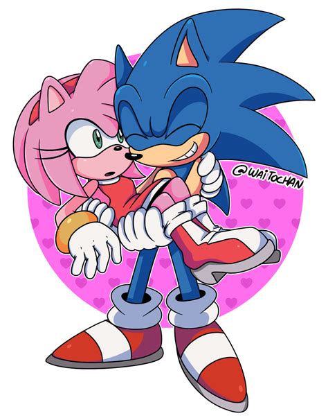 Valentines Day Sonic X Amy By Waitochan On Deviantart Sonic Sonic X