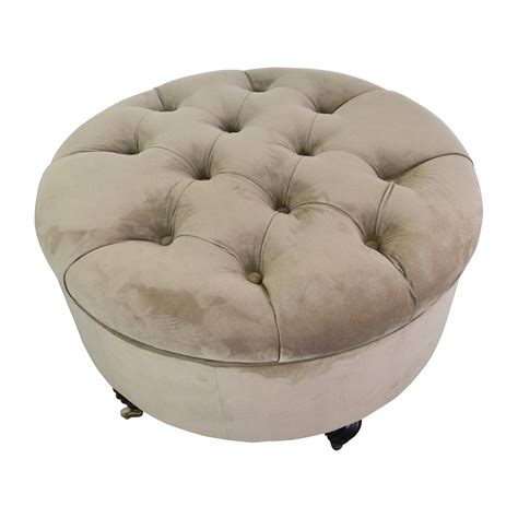 Don't know where to start? 55% OFF - Frontgate Frontgate Round Tufted Storage Ottoman ...