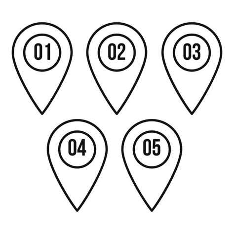 Numbered Pin Markers Icon Outline Style Pin Icons Style Icons