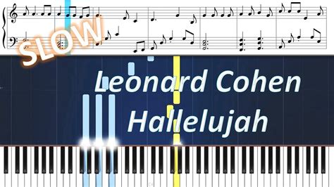 Leonard Cohen Hallelujah Piano Tutorial Slow Youtube