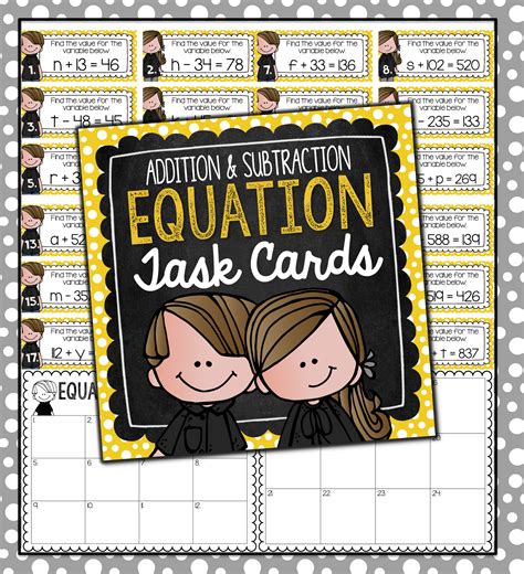 Equations Task Cards Task Cards Math Task Cards Math Journals