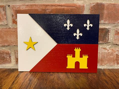 Wooden Flag Flag Of Acadiana Louisiana Acadian Flag Etsy