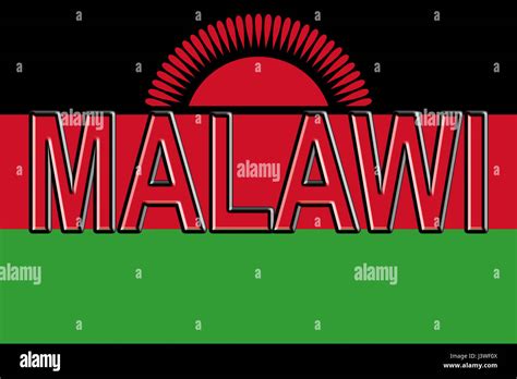Illustration Of The National Flag Of Malawi With The Country Written On