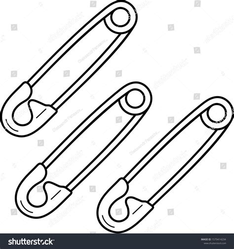 Safety Pins Vector Outline Icon Stock Vector Royalty Free 1579414234