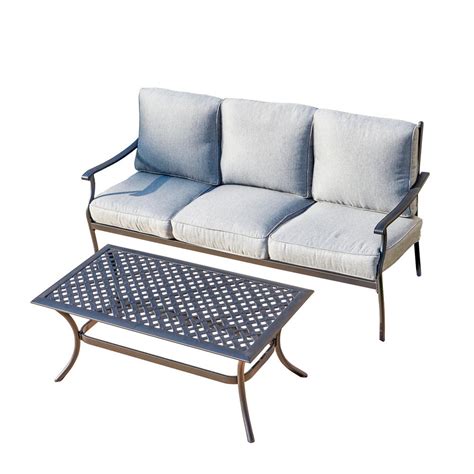 Patio Festival 2 Piece Metal Patio Deep Seating Set With Gray Cushions