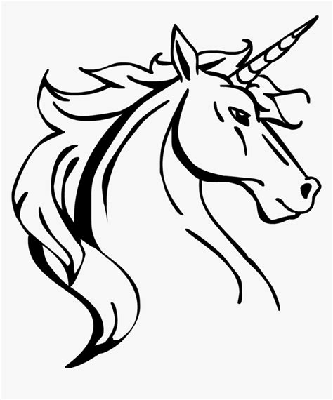 Unicorn Head Lineart Black And White Unicorn Head Line Drawing Hd