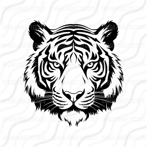 Tiger Head Svg Tiger Face Svg Tiger Silhouette Svg Cut Table Design Svg