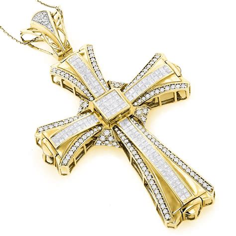 14k Gold Mens Diamond Cross Pendant 775ct Diamond Cross Pendants Cross Pendant Cross
