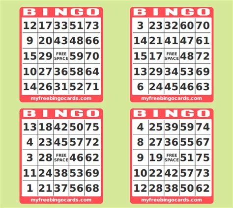 Downloadable Free Printable Bingo Cards With Numbers