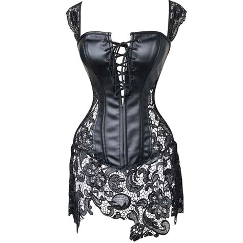 Plus Size S To 6xl Gothic Faux Leather Corset Women Costume Sexy Lace