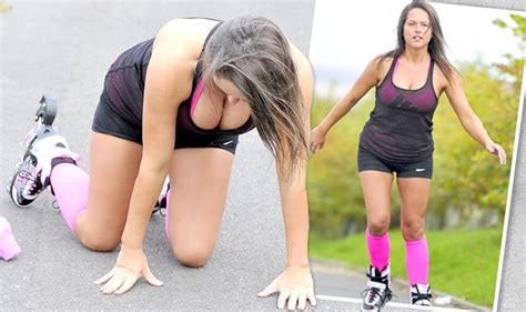 Karen Danczuk Flashes PLENTY Of Cleavage As She Rollerblades In Skimpy