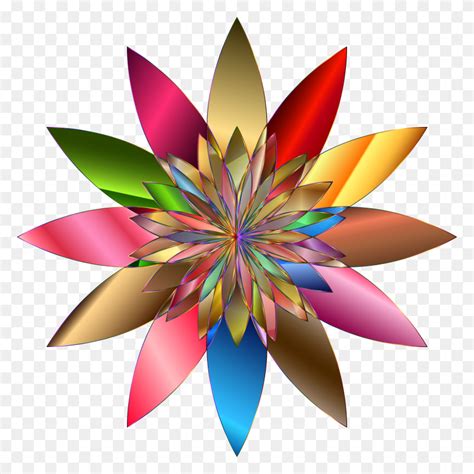 Clip Art Of Flower Shape With Colorful Lines Rainbow Flower Clipart