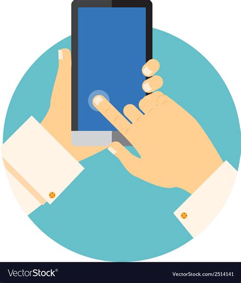 Hands Holding A Mobile Phone Circular Icon Vector Image