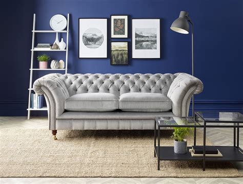 Blue Back Drop Light Grey Sofa Done This Chesterfield Sofa Is One Of