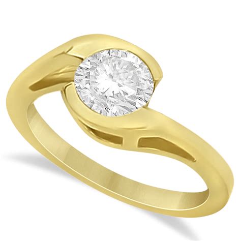 Solitaire Moissanite Bypass Engagement Ring 14k Yellow Gold 1ct Re546
