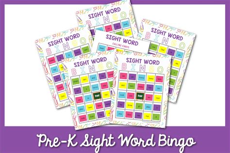 Free Pre K Sight Word Bingo Cards 6 Different Cards Confessions Of
