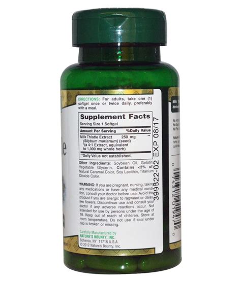 Milk thistle is able to facilitate weight loss and improve body composition through its role in controlling blood glucose levels. Natures Bounty Silymarin Milk Thistle 1000 mg: Buy Natures ...